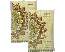 Home & Styling Geurzakjes Jasmijn geur - set 6x stuks - met ophanghaak - geurkaartjes/luchtverfrisser - kasthangers