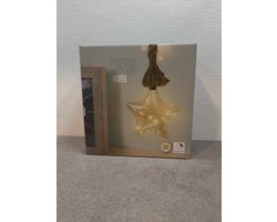 Home & styling - glazen ster - Ø17 cm - 19 led - warm wit - met timer - touw 100 cm