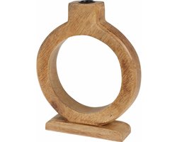 Home & Styling Kaarshouder - mangohout - 16 x 21 cm - kandelaar - bruin