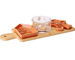 Home & Styling Kerst Serveerset Gingerbread - Set van 4 stuks - Bruin