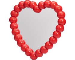 Home & Styling kinder wandspiegel - Heart - 28 x 27 cm - kunststof/glas - rood rand - kinderkamer
