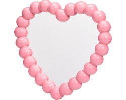 Home & Styling kinder wandspiegel - Heart - 28 x 27 cm - kunststof/glas - roze rand - kinderkamer