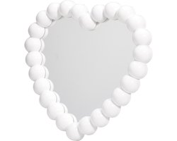 Home & Styling kinder wandspiegel - Heart - 28 x 27 cm - kunststof/glas - wit rand - kinderkamer