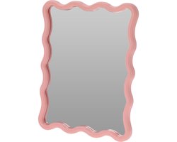Home & Styling kinder wandspiegel - Princess - 30 x 38 cm - kunststof/glas - roze rand - kinderkamer