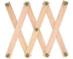 Home & Styling Kinderkamer kapstok - verstelbaar - 9 groene haakjes - hout - 60 x 12 cm