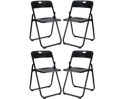 Home & Styling Klapstoel voor buiten/binnen - 4x - zwart - 47 x 73 cm - stevig kunststof - Bijzet stoelen - Vouwstoelen