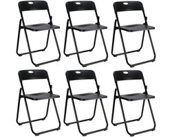 Home & Styling Klapstoel voor buiten/binnen - 6x - zwart - 47 x 73 cm - stevig kunststof - Bijzet stoelen - Vouwstoelen