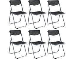 Home & Styling Klapstoel voor buiten/binnen - 6x - zwart - 48 x 82 cm - stevig kunststof - Bijzet stoelen - Vouwstoelen