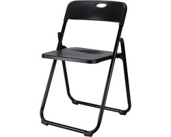 Home & Styling Klapstoel voor buiten/binnen - zwart - 47 x 73 cm - stevig kunststof - Bijzet stoelen - Vouwstoelen