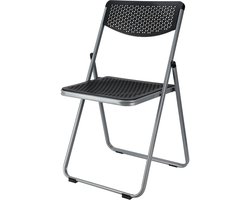 Home & Styling Klapstoel voor buiten/binnen - zwart - 48 x 82 cm - stevig kunststof - Bijzet stoelen - Vouwstoelen