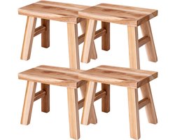 Home & Styling Krukje - 4x - teak hout - 31 x 19 x 25 cm - opstapje - krukje hout - planten krukje - voetenbankje