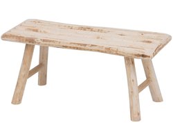Home & Styling krukje - bijzet bankje - tafeltje - hout - naturel kleur - L70 x B26 x H31 cm - voor binnen