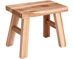Home & Styling Krukje - teak hout - 31 x 19 x 25 cm - opstapje - krukje hout - planten krukje - voetenbankje