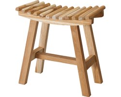 Home & Styling Krukje - teak hout - lichtbruin - 40 x 20 x 40 cm - bijzetkrukje - badkamer - max 90 kilo