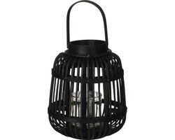 Home & Styling Lantaarn bamboe 19x24cm zwart