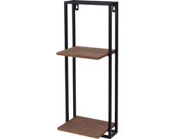 Home & Styling Metalen Ophangrek met Houten Platen 53x20x15 cm Zwart/Bruin