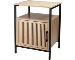 Home & Styling Nachtkastje - bruin/zwart - metaal/mdf - 43 x 33 x 55 cm - Slaapkamer