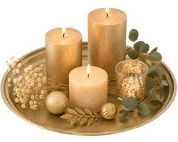 Home & Styling Onderbord / kaarsenbord - goud - metaal - 40 cm - decoratie dienblad