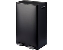 Home Styling Pedaalemmer Prullenbak 2 vakken - 60 liter - Zwart