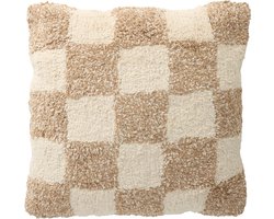 Home Styling Sierkussen 45x45 cm - Beige Geblokt | Zacht & Comfortabel | Inclusief Binnenkussen