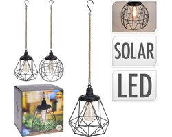 Home & Styling - Solar buiten hanglamp - Zwarte metalen industriële look - LED