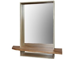 Home & Styling Spiegel met plank - rechthoek - MDF - bruin - 60 x 13 x 60 cm - Ibiza Stijl