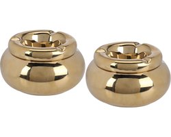 Home & Styling Storm Asbak Marbella - 2x - Kunststeen - D11 x H6 cm - metallic goud - voor binnen/balkon