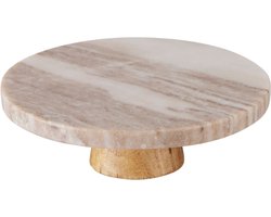 Home & Styling Taartstandaard/Taartplateau Marmer - Ø20xH9cm - Beige