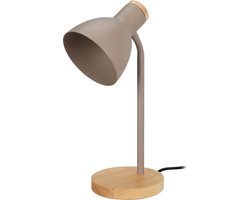 Home & Styling Tafellamp/bureaulampje Design Light - hout/metaal - beige - H36 cm - Leeslamp