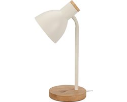 Home & Styling Tafellamp/bureaulampje Design Light - hout/metaal - wit - H36 cm - Leeslamp