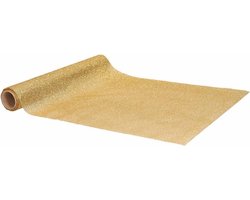 Home & Styling Tafelloper - goud - glitters - L250 x B28 cm - polyester - tafelkleed loper