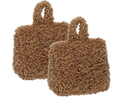 Home & Styling Teddy Deurstopper - 2x - 1 kg - taupe - stof - gewicht - 7 x 17 cm - deurstop