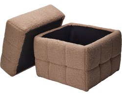 Home & Styling Teddy Opbergpoef - 38x38x38cm - Bruin