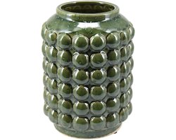 Home & Styling Vaas Bubbels - keramiek - olijfgroen - D15 x H20 cm - Moderne woonstijl bloemenvaas