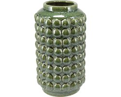 Home & Styling Vaas Bubbels - keramiek - olijfgroen - D15 x H27 cm - Moderne woonstijl bloemenvaas