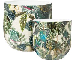 Home & Styling Vaas Jungleprint - Set van 2 stuks - Multi