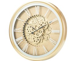 Home & Styling Wandklok/muur klok Lausanne - Vintage Metal - Dia 50 cm - metaal/glas - goud - Luxe klokken