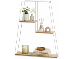 Home & Styling Wandplank / wandrekje Decohome - naturel/wit - 3 niveaus - 40 x 10 x 50 cm - Foto plank