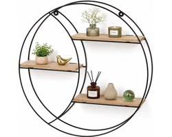 Home & Styling Wandplank / wandrekje Decohome - naturel/zwart - 3 niveaus - Dia 44 cm - Foto planken