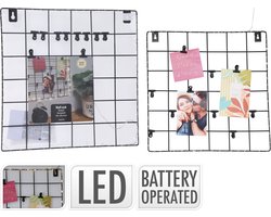 Home & Styling Wandrek met LED en haakjes voor foto's - 36x36x2cm - Zwart