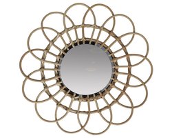 Home & Styling Wandspiegel bohemian Sunshine - bruin - zon - bamboe hout - Dia 45cm