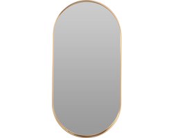 Home & Styling Wandspiegel - ovaal - bronsgoud - metalen frame - 50 x 25 cm