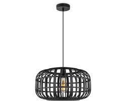Home Sweet Home - Boheemse Hanglamp - Bamboe Lampenkap - Elliptische - Zwart - Ø40 x 126 cm - E27 fitting - Ontworpen voor gebruik in slaapkamers