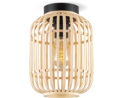 Home Sweet Home - Boheemse stijl Plafondlamp - Bamboe Lampenkap - Cilinder - Beige - Ø21,5 x 30 cm - E27 fitting - Ontworpen voor gebruik in