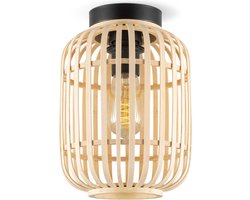 Home Sweet Home - Boheemse stijl Plafondlamp - Bamboe Lampenkap - Cilinder - Beige - Ø21,5 x 30 cm - E27 fitting - Ontworpen voor gebruik in slaapkamers en studeerkamers - met montagetoebehoren