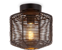 Home Sweet Home - Boheemse stijl Plafondlamp - Bamboe Lampenkap - Ovaal - Zwart - Ø25 x 24 cm - E27 fitting - Ontworpen voor gebruik in slaapkamers