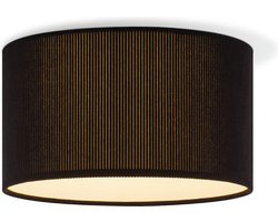Home Sweet Home - Corduroy Plafondlamp - Cilinder - Black - Scandinavische stijl - ø30 x 17 cm - E27 Fitting - Geschikt voor Woonkamers en slaapkamers