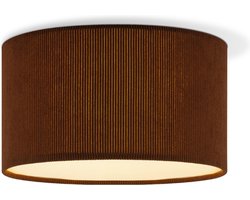 Home Sweet Home - Corduroy Plafondlamp - Cilinder - Brown - Scandinavische stijl - ø30 x 17 cm - E27 Fitting - Geschikt voor Woonkamers en slaapkamers