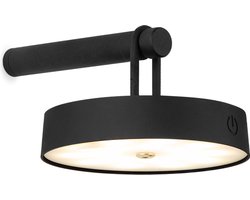Home Sweet Home - Draadloze Oplaadbare LED wandlamp - Binnen & Buiten - Dimbaar - ø19 x 8.75 cm - Warmwit licht - 3000mAh - Zwart