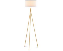 Home Sweet Home - Driepoot vloerlamp - Goud/wit - Inclusief LED-lamp